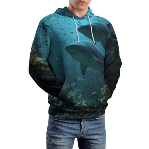 Sweat requin 3D pull bleu confortable pour affronter le vent avec style - 5