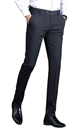 Heikiビジネススラックス 秋 冬スリム ピンストライプ系 ストレート メンズ