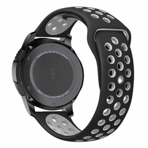 Compatible For Garmin Approach S40/S12/Forerunner 245/F55/645 /Vivomove HR/Luxe/Style/Venu/Venu SQ/Vivoactive 3/Music/Strap Silicone Fitness Wrist Smart Watch Band Sports Breathable (Black/Grey)