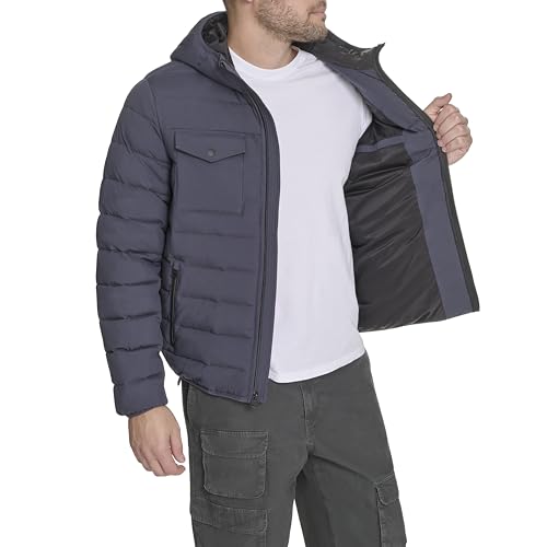 Image of Water Resistant Performance Stretch Hooded Puffer Jacket