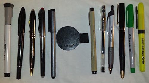 4X Arune Pen Loop [Black] - 3 Sizes to fit Any Pen or Pencil for Moleskine, journals, Planners, sketchbooks, etc - Leather Grained & Rigid