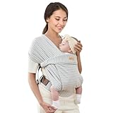 CUBY Baby Wraps Carrier, Skin-Friendly and Soft Cotton Front Newborn Carrier Wrap, One Size Fits All for Newborn Toddlers- Hands Free Baby Wearing Wrap for Travel Outdoor Gifts (Grey Stripe)