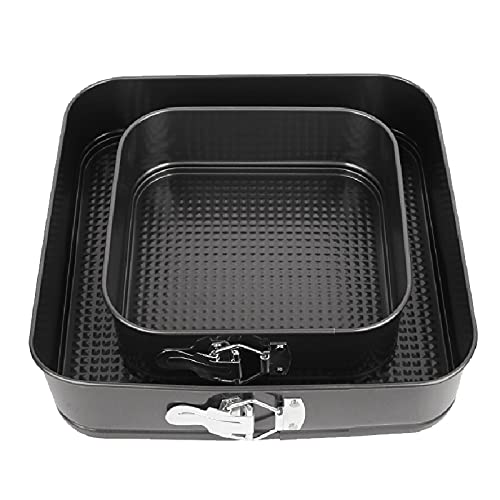 Limnyves 3Pcs/Set Square Shape Cake Tins Non Stick Baking Bake Trays Pan Carbon Steel Kitchen Supplies Accessories, Black #TOP3