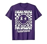 I Wear Purple For Epilepsy Awareness Smile Face Epilepsy T-Shirt