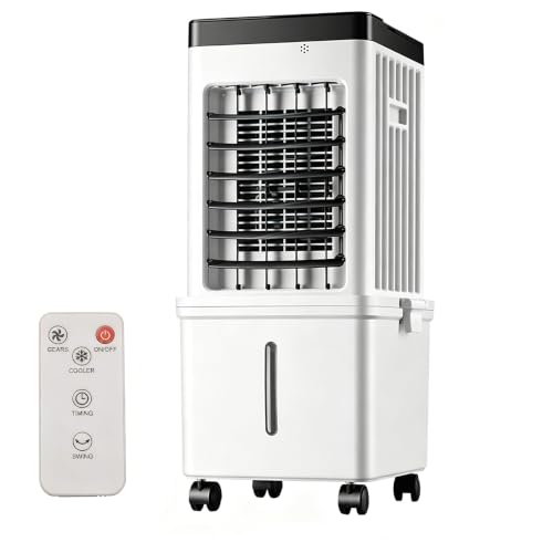 3-In-1 LuftküHlventilator & Luftbefeuchter 60 Cm Tragbarer LuftküHler 15l Wassertank 3 Geschwindigkeiten & 3 Modi Super Energiesparend Digitale Anzeige 7 5h Timer Mit 4 Rollen & Griff