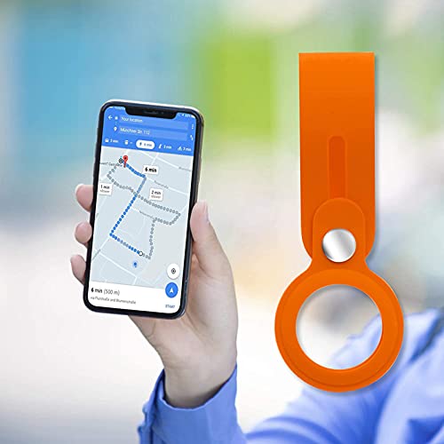 Image of Foso() Silicone Loop Case for Apple Airtag - Key Finder Secure Holder with Buckle Protector Skin Cover with Long Strap for Apple Bluetooth Item Tracker Soft Keychain Locator Luggage Tag (Orange)