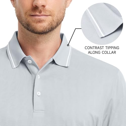 M MAELREG Mens Polo Shirts Short Sleeve Jacquard Performance Moisture Wicking Lightweight Casual Active Mens Golf Shirt4