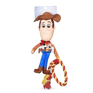 Disney for Pets Pixar’s Woody Rope Pet Toy 7in | Disney Pixar Dog Toys | Rope Tug Toy for Dogs Inspired by Woody from Pixar’s Toy Story with Squeaker and Rope Lasso