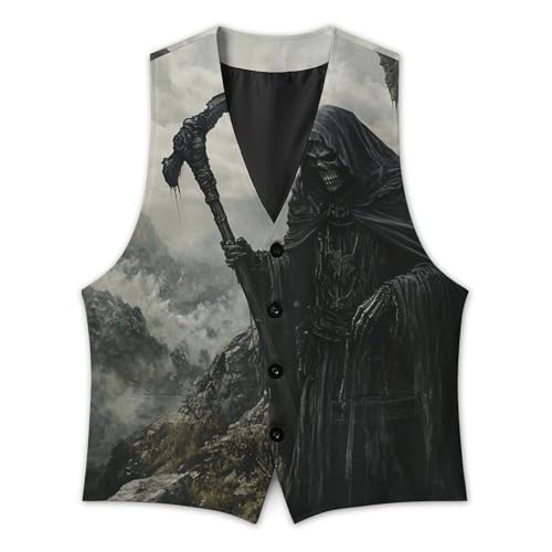 Grim Reaper in The Mountain Men's Suit Vest Slim Fit V-Ncek Waistcoat Business Casual Vest3