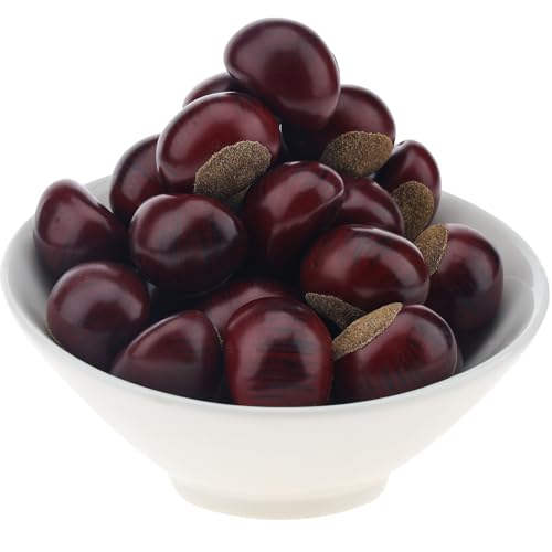Gresorth Plastic Artificial Chestnut Lifelike Fake Nut Decoration 20 Pcs