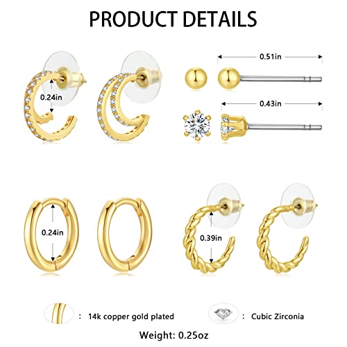 Earring-Sets-for-Multiple-Piercing-14k-Gold-Plated-Hoop-and-Studs-Earrings-Set-Hypoallergenic-Small-CZ-Earrings-Sets-for-Women-45-Pairs 41CCO3QKlAL