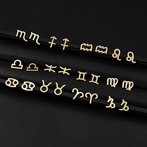 18K Gold Plated Zodiac Stud Earrings 12 Constellation Astrology Card Packaging Horoscope 18K Gold Plated Little Ear Stud for Women Birthday Anniversary Friendship Exquisite Jewelry Gift4