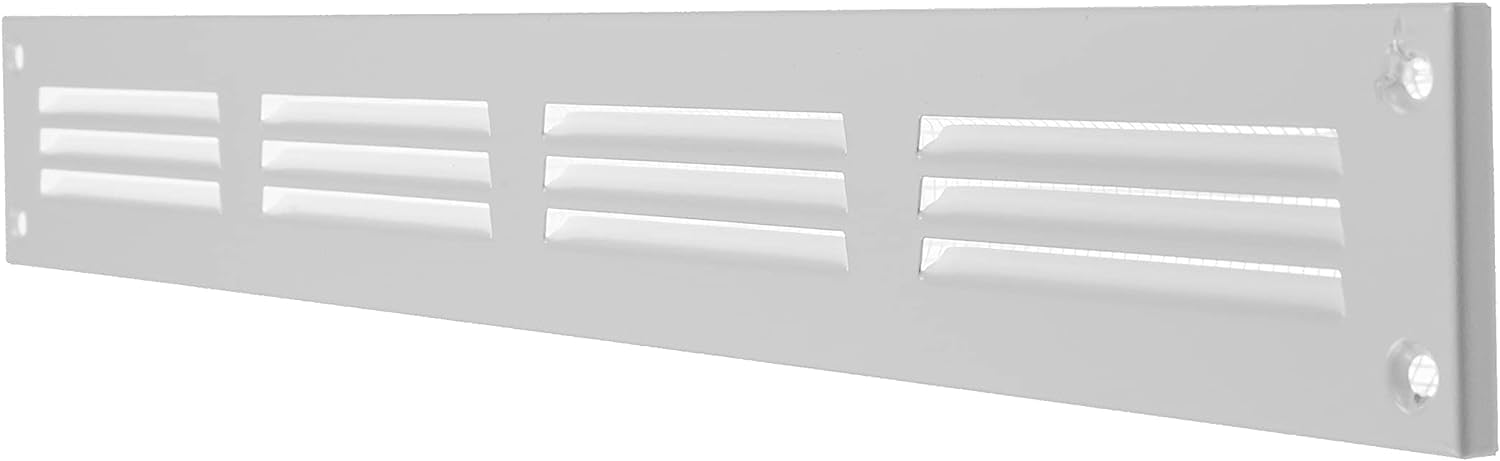 Repa Market 2-Pack Air Vent Cover 16x2 Inch (Outer Dimensions) White Galvanized Steel Louvered Grill Cover with Mesh Screen/Wall or Ceiling Vent/HVAC Register for Indoor and Outdoor Ventilation