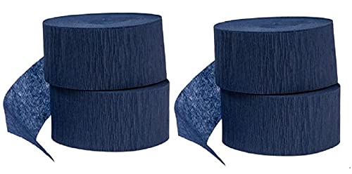 4 rolls of 72.5ft, NAVY / DARK BLUE Crepe Paper Streamers 290 ft Total - Made in USA!
