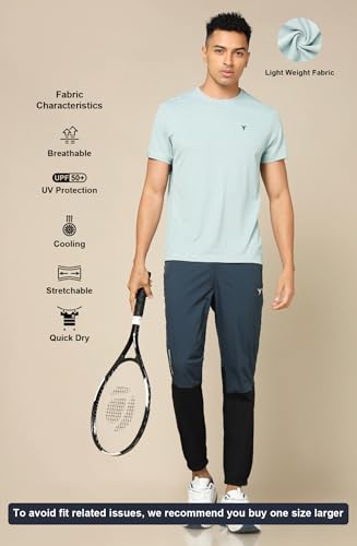 Image of TECHNOSPORT Men's Slim Fit Polyester Activewear Sports T-Shirt with Moisture-Wicking Comfort for Workout, Running & Gym