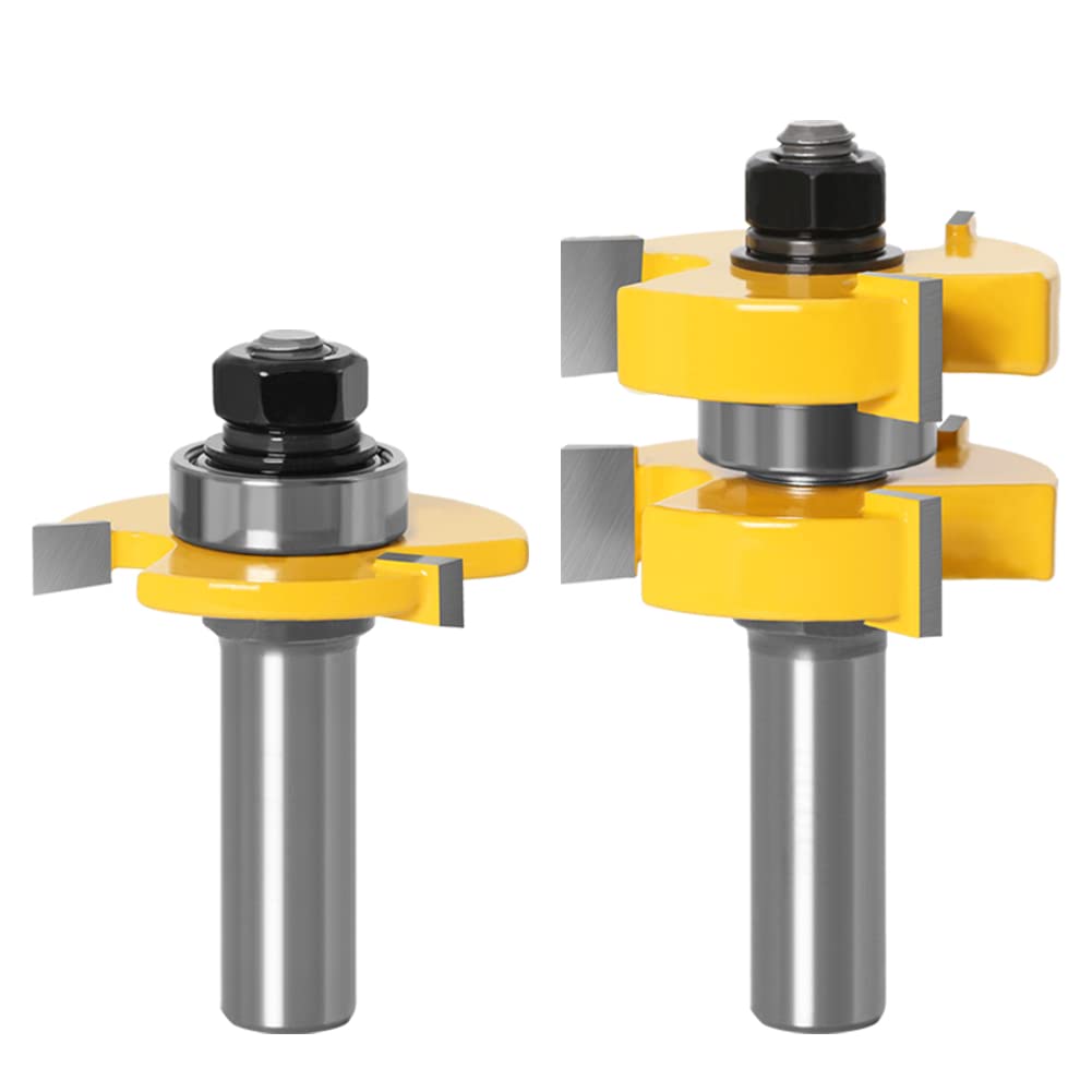 PFRANK 2pc 1/2" Schaft 12mm Schaft Nut & Feder Fräser Set - Großer VorratHolzbearbeitungsschneider Zapfenschneider for die Holzbearbeitung (Size : 12mm Shank)