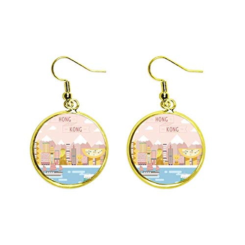 Pendientes dorados de Hong Kong con acabado drop earring de alta joyería