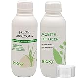 Bioky Jabón Potásico Agrícola y Aceite de Neem Para plantas 2x1L - Pack Ahorro - Productos Naturales y Concentrados - Incluye Dosificador