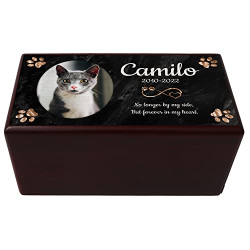 Royal Matter Custom Pet Keepsake Urn For Cat, Beloved Pet - Wooden Box For Pet Ashes With Picture Memorial And Tribute In Loving Memory Of Forever Friends - 17 Cubic Inches 5.5”X3”X2.5 (Camilo) #TOP6