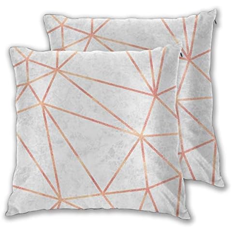 Cushion Cover Marble Geometric Rose Gold Design Set of 2 Square Throw Pillow Case Sham Home for Sofa Chair Couch/Bedroom Decorative Pillowcases Cover