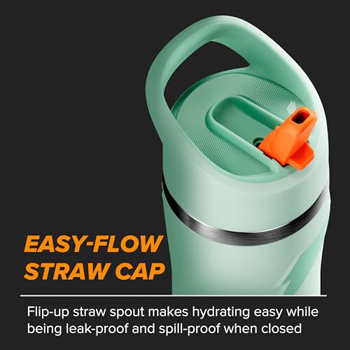 Gatorade Garrafa de aço inoxidável 'Overtime' de 650 ml, tampa de palha, azul claro