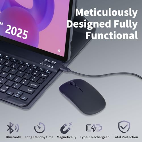 EHLCYS Funda con Teclado para Lenovo Idea Tab Pro 12,7 Pulgadas 2025 Modelo (TB373FU/TB375FC), Español Ñ Teclado Inalámbrico Bluetooth Desmontable Funda Ultradelgada Multiángulo con Ratón,Negro - imagen 3