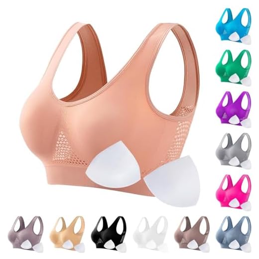 Wirefree Yoga Bra with Removable Pads for Women UK Sale Seamless Sports Wireless Bras Ladies Non Wired T-Shirt Bra Comfortable Bralettes Soft Breathable Brassiere Push up Underwear for Fitness