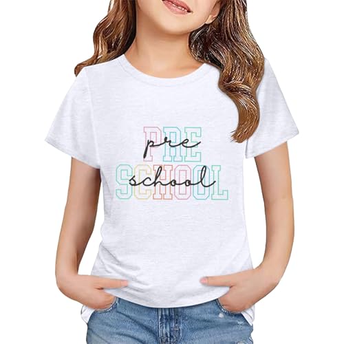 Toddler Back to School Shirt Kids Boys Girls First Day of Preschool Tshirt Youth Cute Graphic Tee (a-White, 10-11Years)