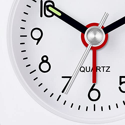 W Outwit Travel Analog Alarm Clock, 2.25 Inch, Ultra Small Clock With Snooze And Light Function, Super Silent Non Ticking, Battery Operated, Easy Setting #TOP6