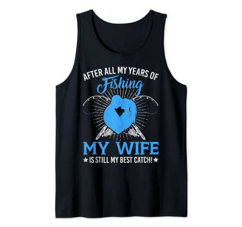 Hombre Esposa es mi mejor captura divertido Fishkeeping Acuarista gráfico Camiseta sin Mangas