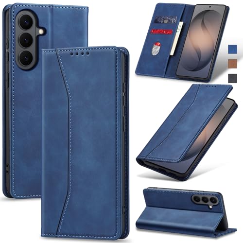 Image of Jasonyu Flip Wallet Case for Samsung Galaxy S26 Plus /S26+ 5G,Leather Magnetic Folio Cover with Card Holder,Kickstand - TPU Shockproof Durable Protective Phone Case,Blue