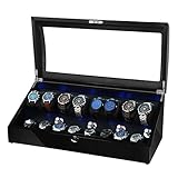 OLYMBROS Wooden Quad Automatic Watch Winder 8+8 Storage Boxes for 16 Watches with LED Light