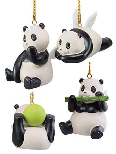 Ebros Gift Flying Winged Pandas Jade Pagoda Series Ornament Set Of 4 Hanging Figurine Decorations Panda Bears Po's Heaven Bundle Pack Miniature Ornamental Sculptures #TOP16