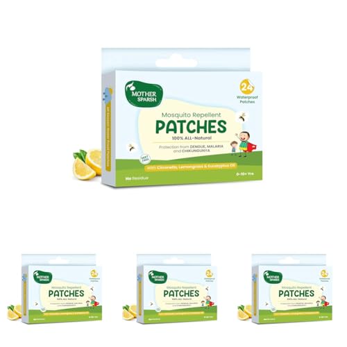 Image of Mother Sparsh 100% All Natural Mosquito Repellent Patches for Babies with 12hr. Protection | With Citronella, Lemongrass & Eucalyptus Oil Protects from Dengue, Malaria, Chikunguniya (24 Patches)