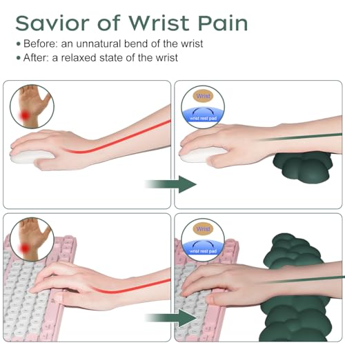 Image of JIKIOU Upgrade Leather Cloud Wrist Rest for Keyboard and Mouse & Cup Pad | Wish Gift-Cute Cloud Shape, Comfortable and don't Irritate to Skin, Non-Slip PU Base,Soft Memory Foam filled for Pain Relief