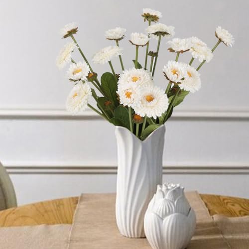 INSUNSIX White Artificial Daisy Flowers 8pcs