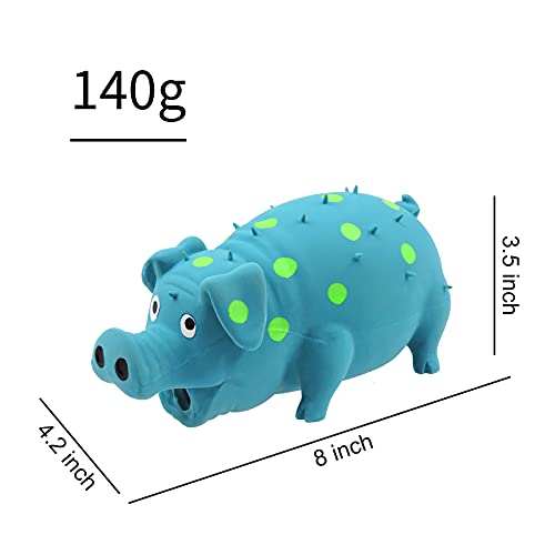 Andiker Dog Squeaky Toy, Dots Latex Dog Chew Toys With A Oinks Sound Squeaker Grunting Pig Dog Toy Durable Self Play 8" Dog Squeeze Toy For Dental Biting Chasing To Kill Boring Time (Blue) #TOP4
