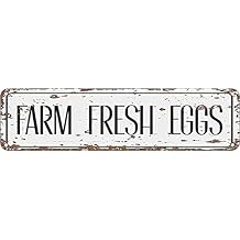 Metal Sign Farm Fresh Eggs Vintage Signs Retro Tin Signs Aluminum Sign for Kitchen Home Garden Wall Bar Cafe Decor 4x16 Inches
