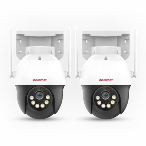 Image of MANOMAY Protect Pro 3MP Mini Wi-Fi Pan Tilt Camera (Pack of 2) [STQC Certified] 360 Smart Home CCTV, AI Human Tracking, Color Night Vision, 2-Way Audio, Alexa, IP66, 256GB Memory Card Support M1095S