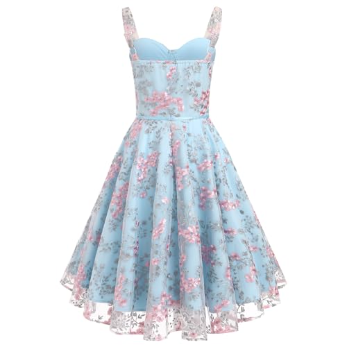 Vintage Lace Cocktail Dress for Prom - Sleeveless Spaghetti Strap Embroidered Floral Design