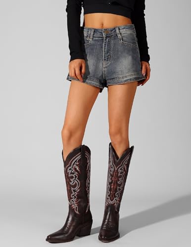 Manoloshow Stylish Western Cowboy Boots with Patterns | Autumn School Days | Dark Brown Size 10 — view 3