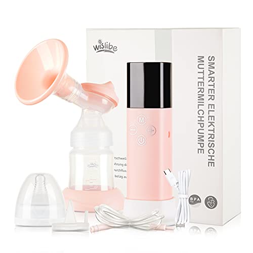 Image of WISLIBE Single Electric Breast Pump, Portable Pain-Free Breastmilk Pump, 3 Modes & 9 Levels LED Smart Frequency Breast Pump, Backflow Protector