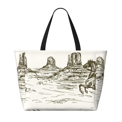 Wild West Desert With Cowboy Print Beach Pool Bags Tote For Women Ladies Large Gym Tote Carry On Bag For Weekender Travel Waterproof2