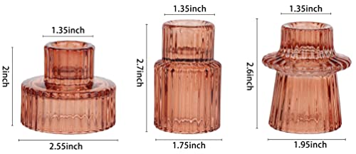 Vixdonos Glass Candlestick Holders Tealight Candle Holders For Table Centerpieces, Wedding Decor And Dinner Party (3 Pcs, Reddish Brown) #TOP1