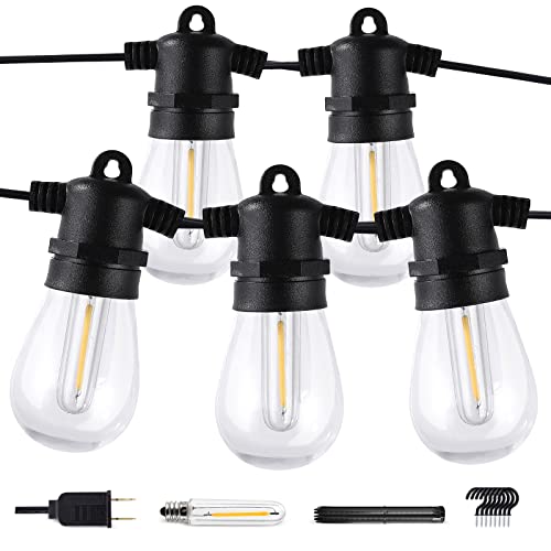 HeroPlus Outdoor String Lights, 48FT Patio Lights with Dimmable Edison Shatterproof Bulbs, ETL Certified Patio String Lights Commercial Grade Cord, 15 Hanging Sockets, Bistro Lights for Backyard