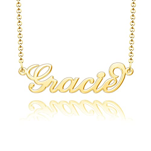 Fancy Jewelry Name Necklace Personalized Sterling Silver Custom Nameplate Necklace Charm Jewelry Gift for Women Girl