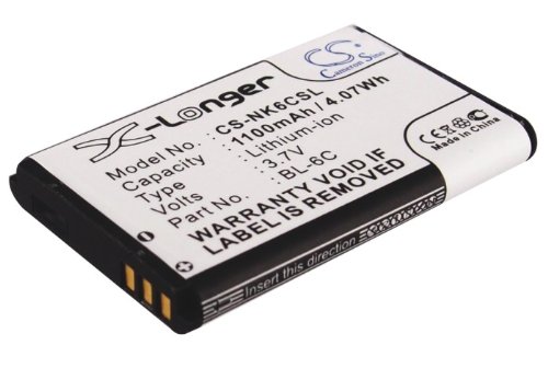 1100mAh Battery Replacement for Nokia 6015i 6103 3155i E50 6152 6019i N-Gage 2125 6015 6235 6275 6155i 2116 Nokia 2865 N-Gage QD 6165 3152 6275i 6265 6012 2128i 6256 6236i 2126i 2115i BL-6C (3.7V)