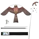 eyijklzo Bird Scarer Flying Kite Crops Farm Flying Bird Hawk Flying Kite with 4m Telescopic Pole