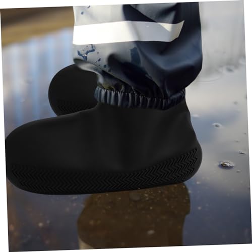 Cubiertas para zapatos impermeables y antideslizantes de silicona, 1 par, talla L, color negro, para mujer miniatura 5