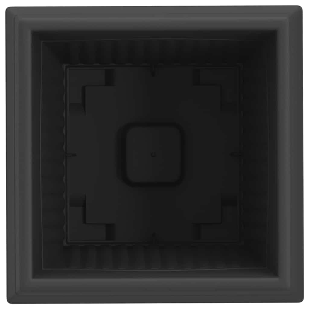 Quadratischer Blumentopf 6 Stück Schwarz 28,5 x 28,5 x 22 cm, Leichter Kunststoff Pflanzkübel mit gerolltem Rand und Entwässerungslöchern für Innen und Außen